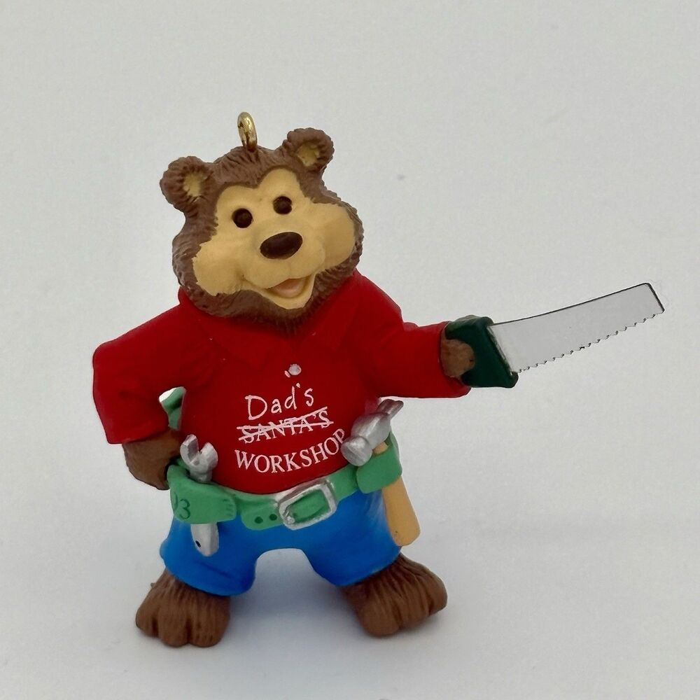 Hallmark Ornament Dad Santa Workshop Bear 1993 Keepsake Saw Tools Christmas